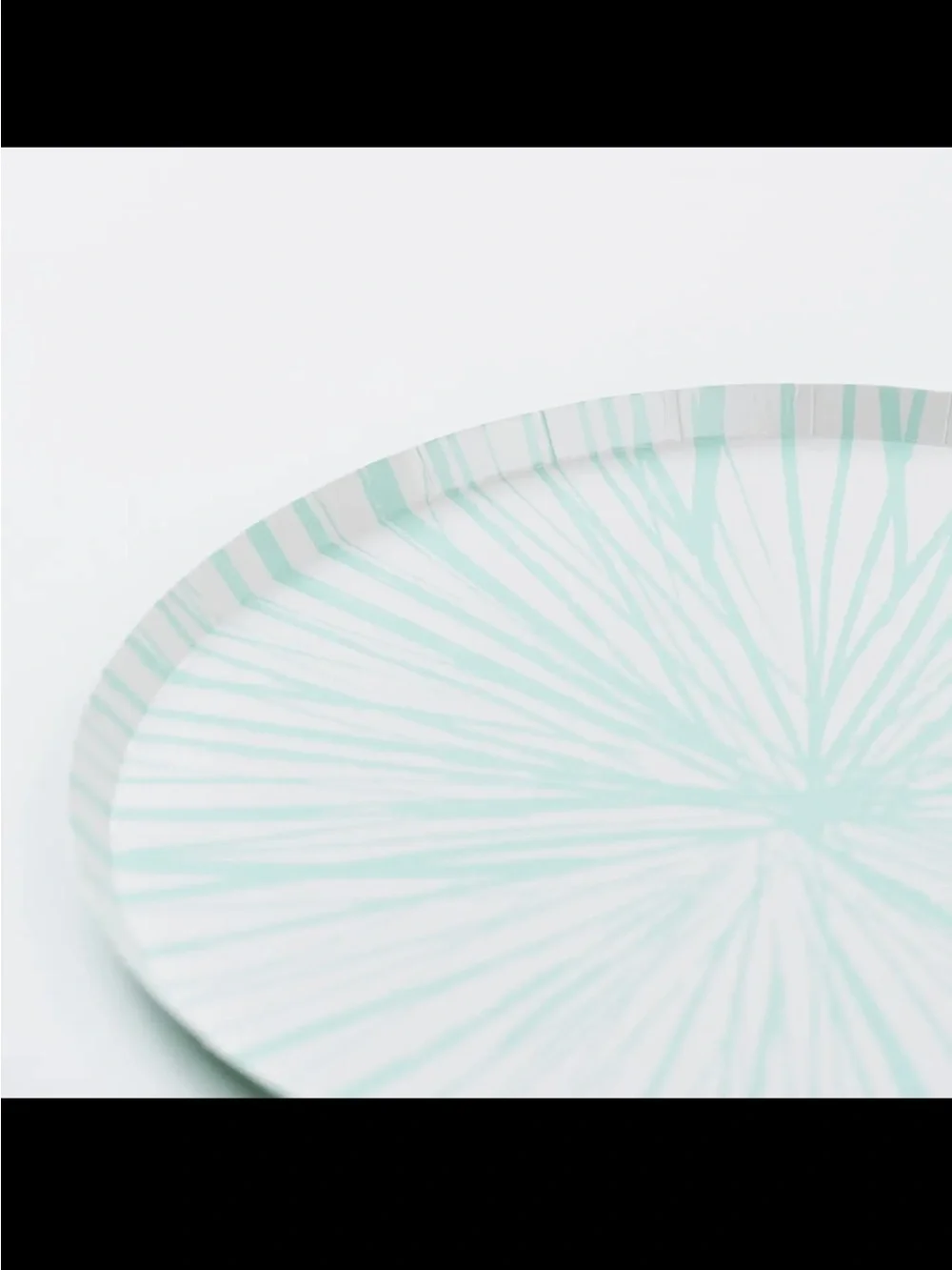 NWT! Gatherings 8 Round Decorative Paper Party Plates in Mint Burst Pattern